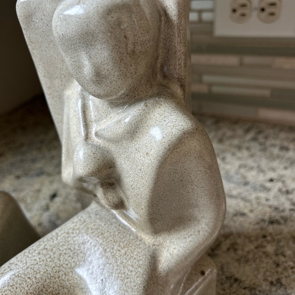 Vintage 1970s MCM Set Calcite Carved Horse Head Bookends Trojan Marble Stone - Picture 6 of 14